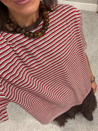 Perfectly Oversized Striped Tee | Red/Brown Stripe