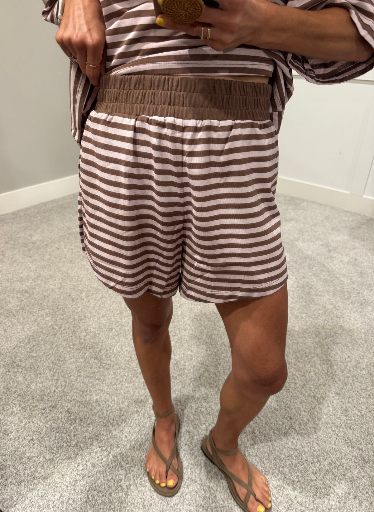 Lena Striped set | Mauve/Brown