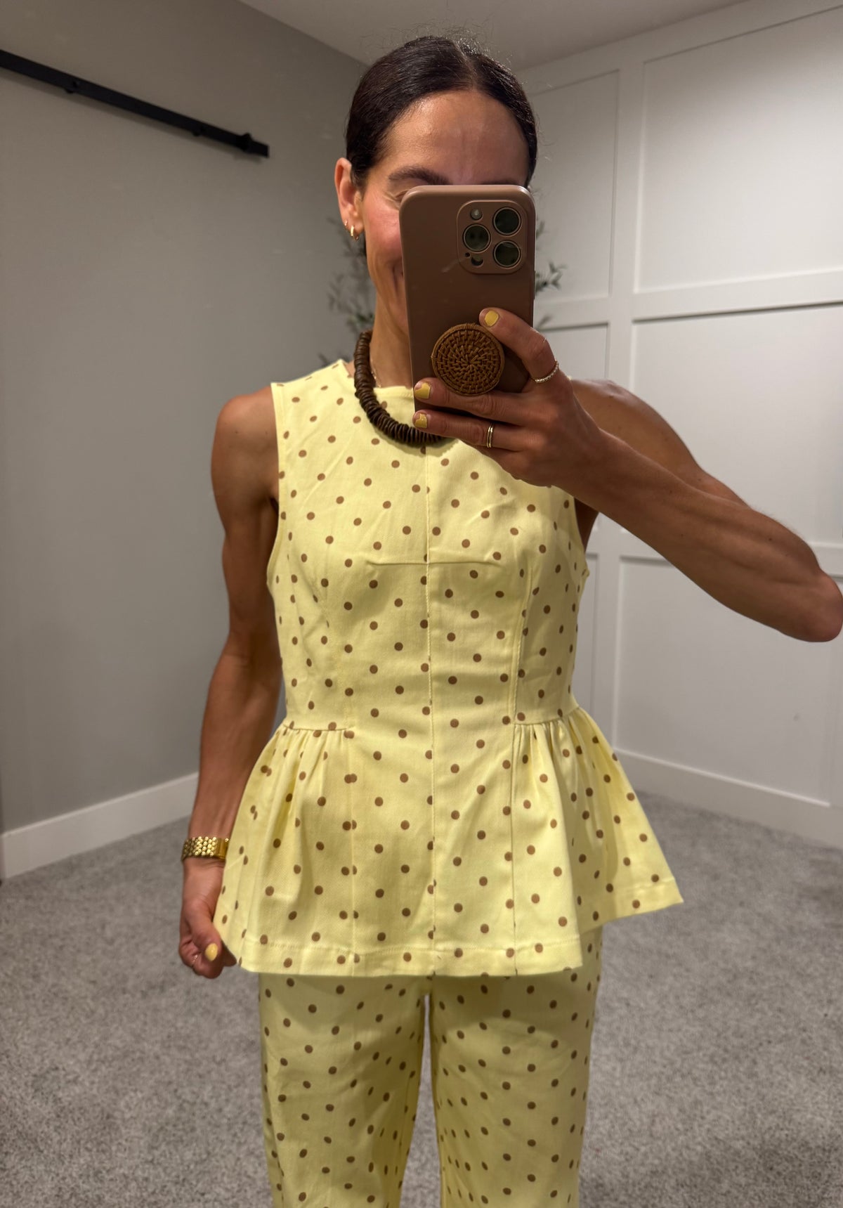 Amelia Denim Polka Dot Set | Yellow