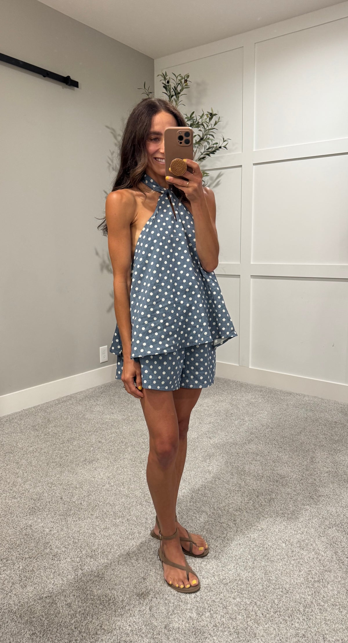Denim Blue Polka Dot Halter Set