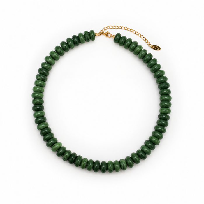 Resin Beaded Statement Necklace |Emerald Green