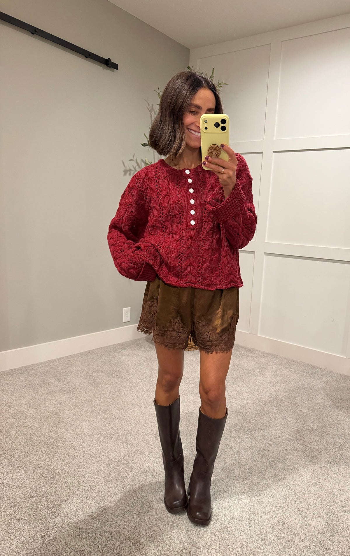 Carrie Cable Knit Sweater | Deep Red