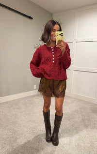Carrie Cable Knit Sweater | Deep Red
