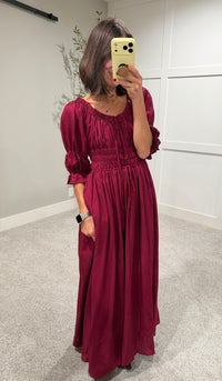 The Solana Smocked Dress | Burgundy