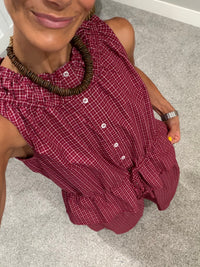 The Camryn Plaid Top | Burgundy Red