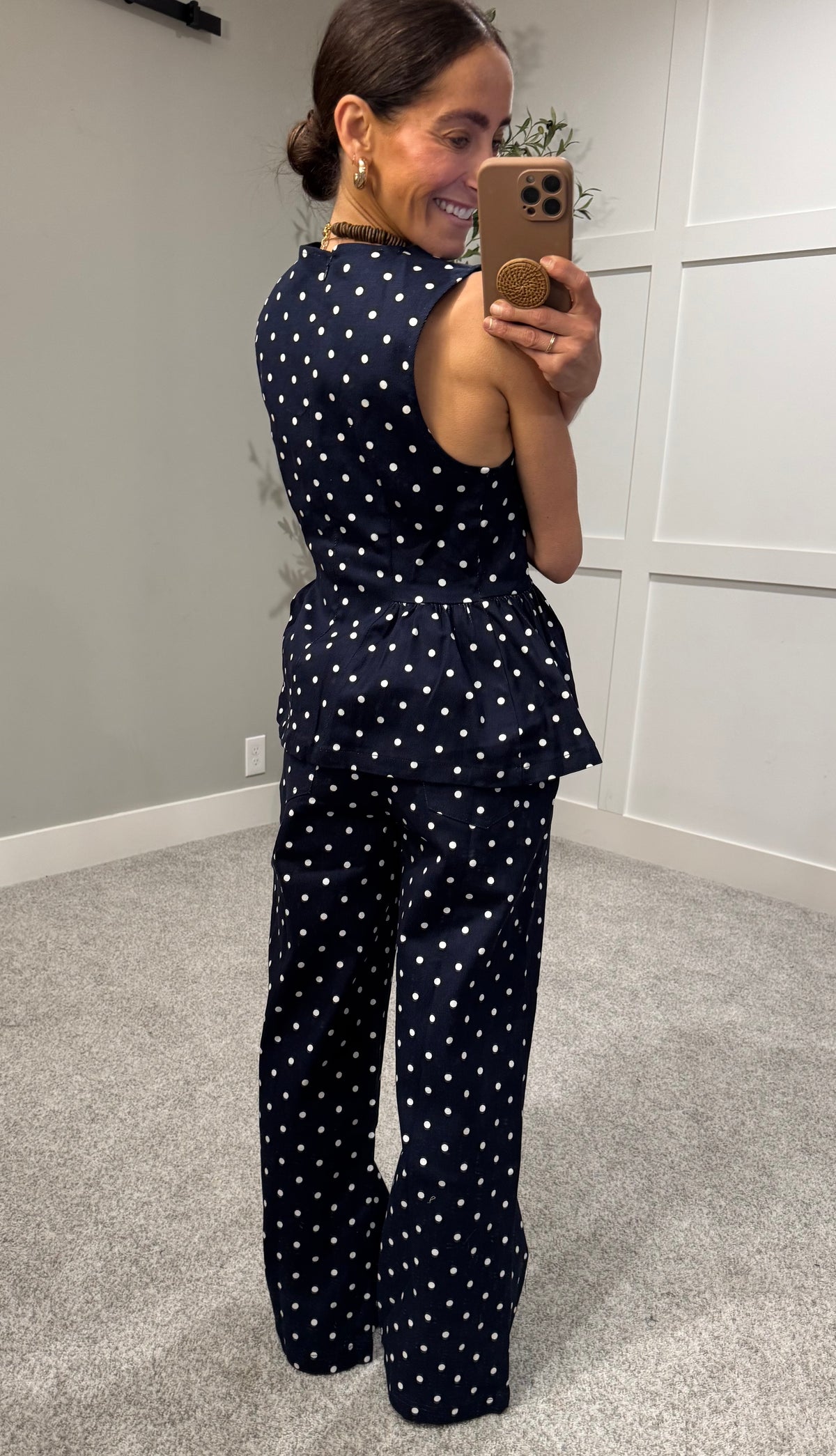 Amelia Denim Polka Dot Set