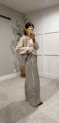 The Hollis Stripe Pants | Brown/Cream