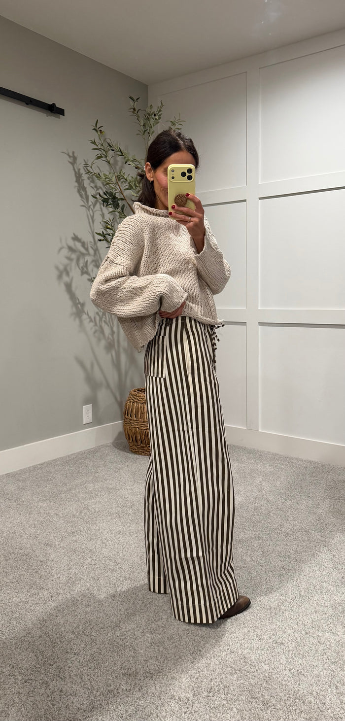 The Hollis Stripe Pants | Brown/Cream
