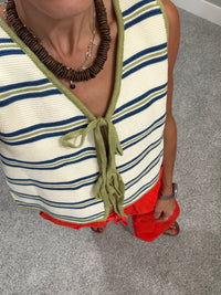 Croix Striped Knit Tie Front Vest