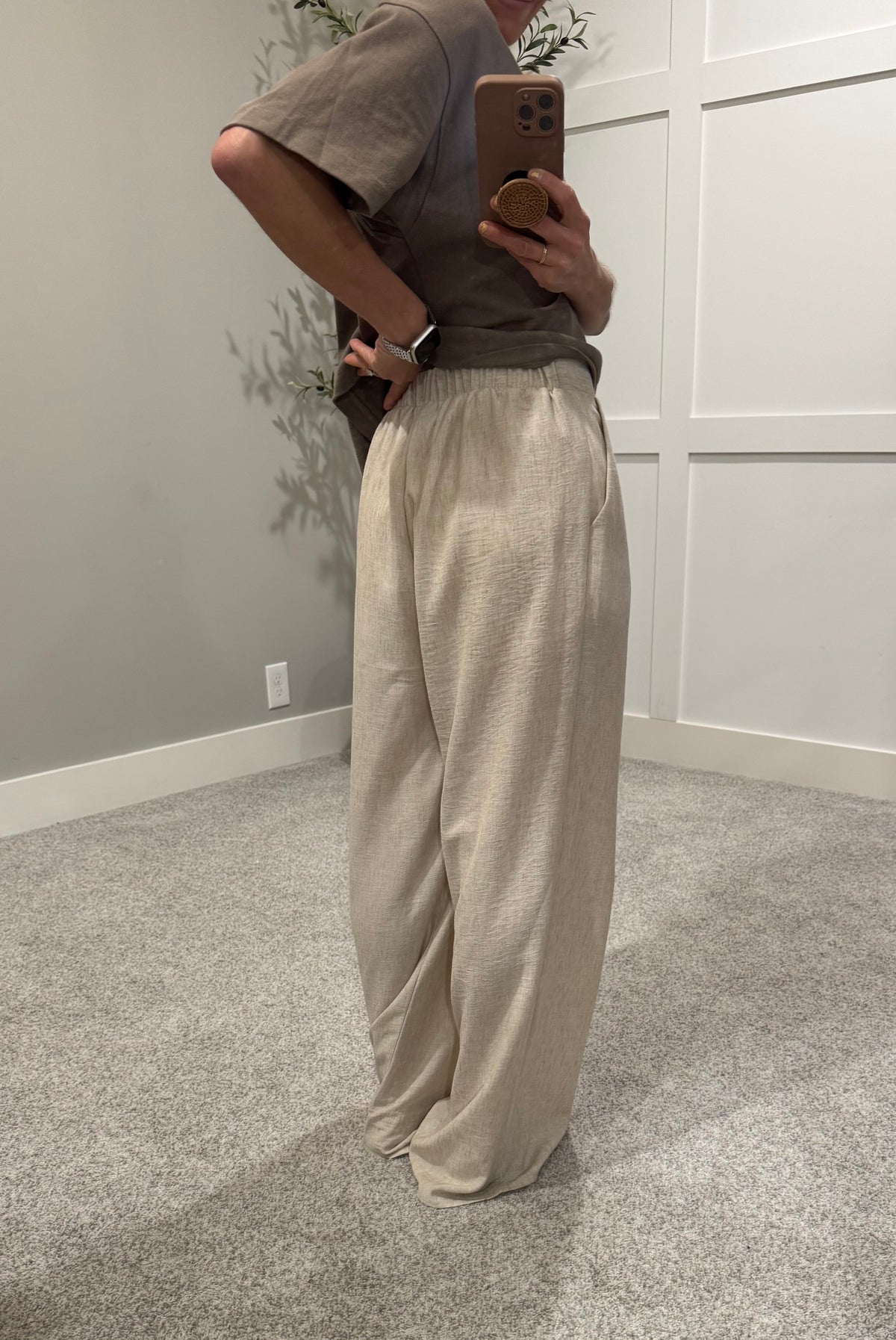 Pleated Wide Leg Pants | Oatmeal