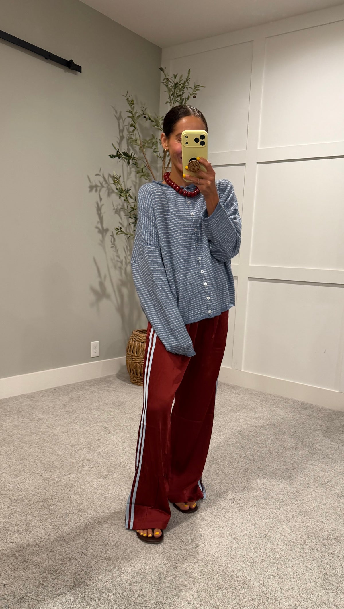 Piper Pinstripe Cardigan | Dusty Blue/White