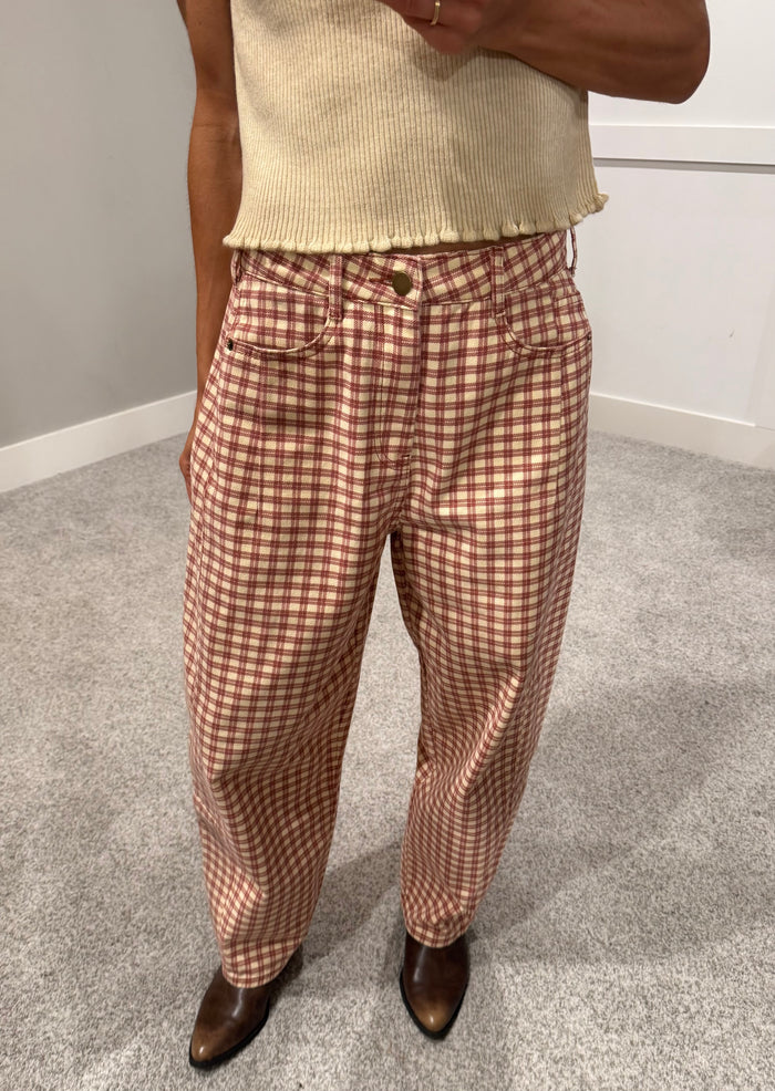 Dallas Checkered Barrel Denim | Rosewood