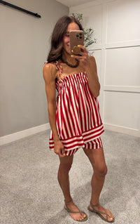 Juni Striped Set | Red/Cream Stripe