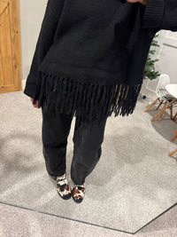 Fringe Hem Sweater | Black