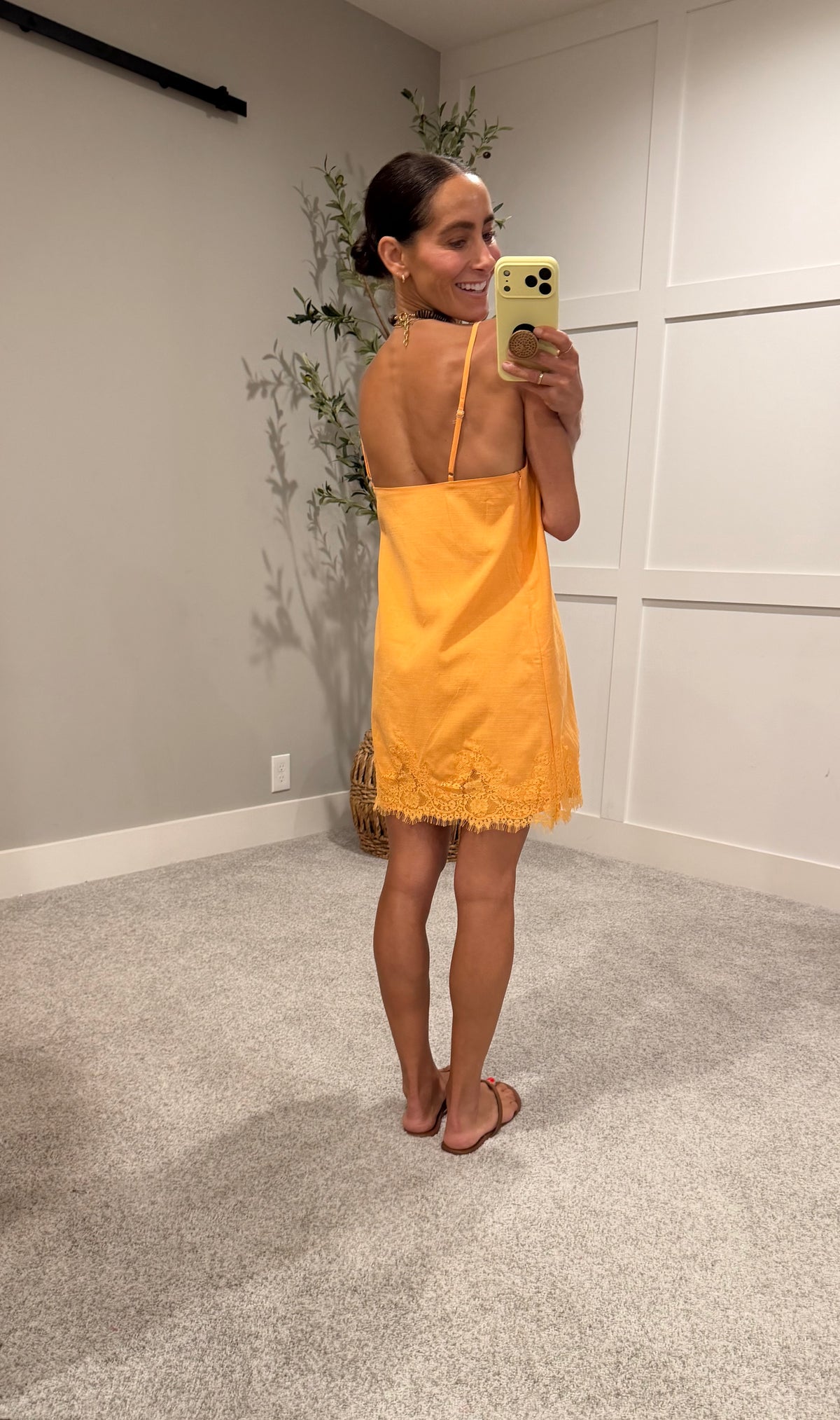 Creamsicle Lace Mini Shift Dress | Orange