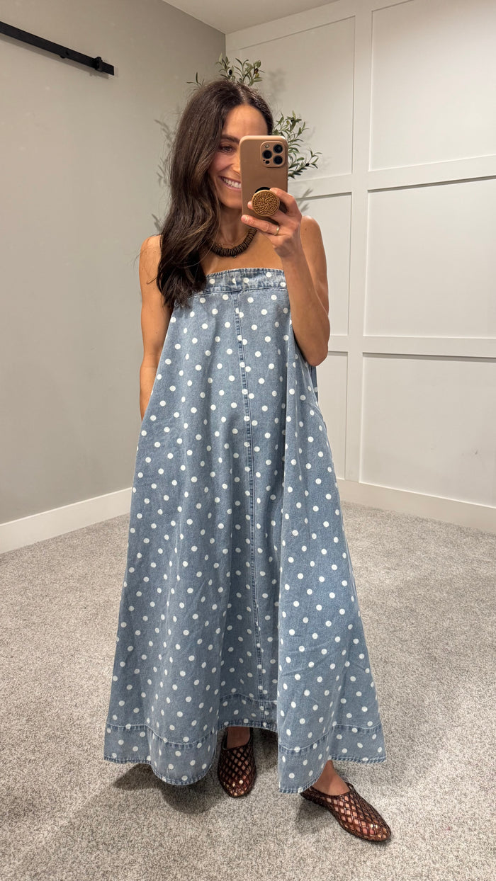 Blair Polka Dot Denim Dress