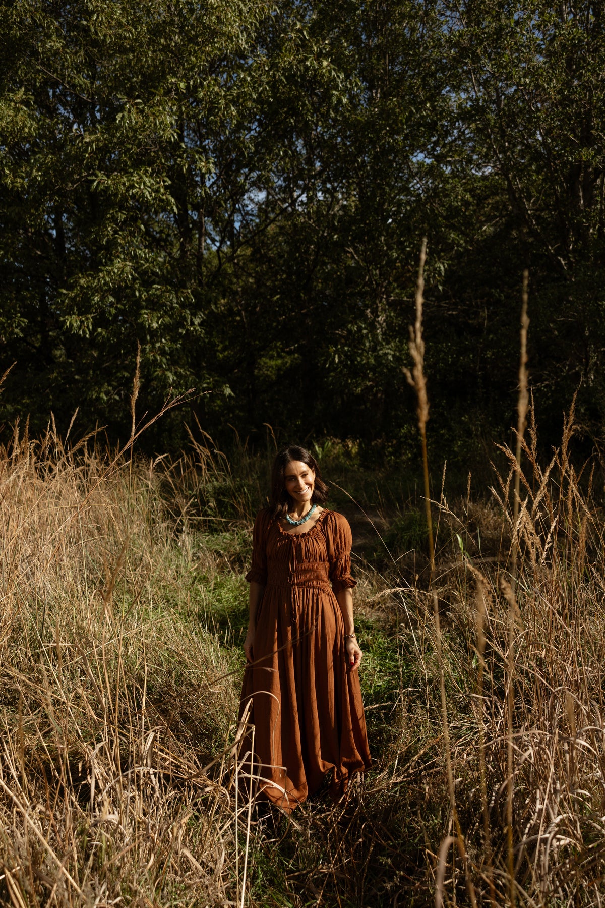 The Solana Smocked Dress | Warm Brown
