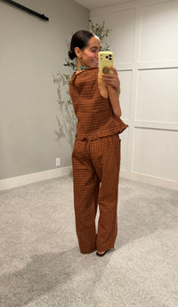 Autumn Gingham Set | Cognac Brown