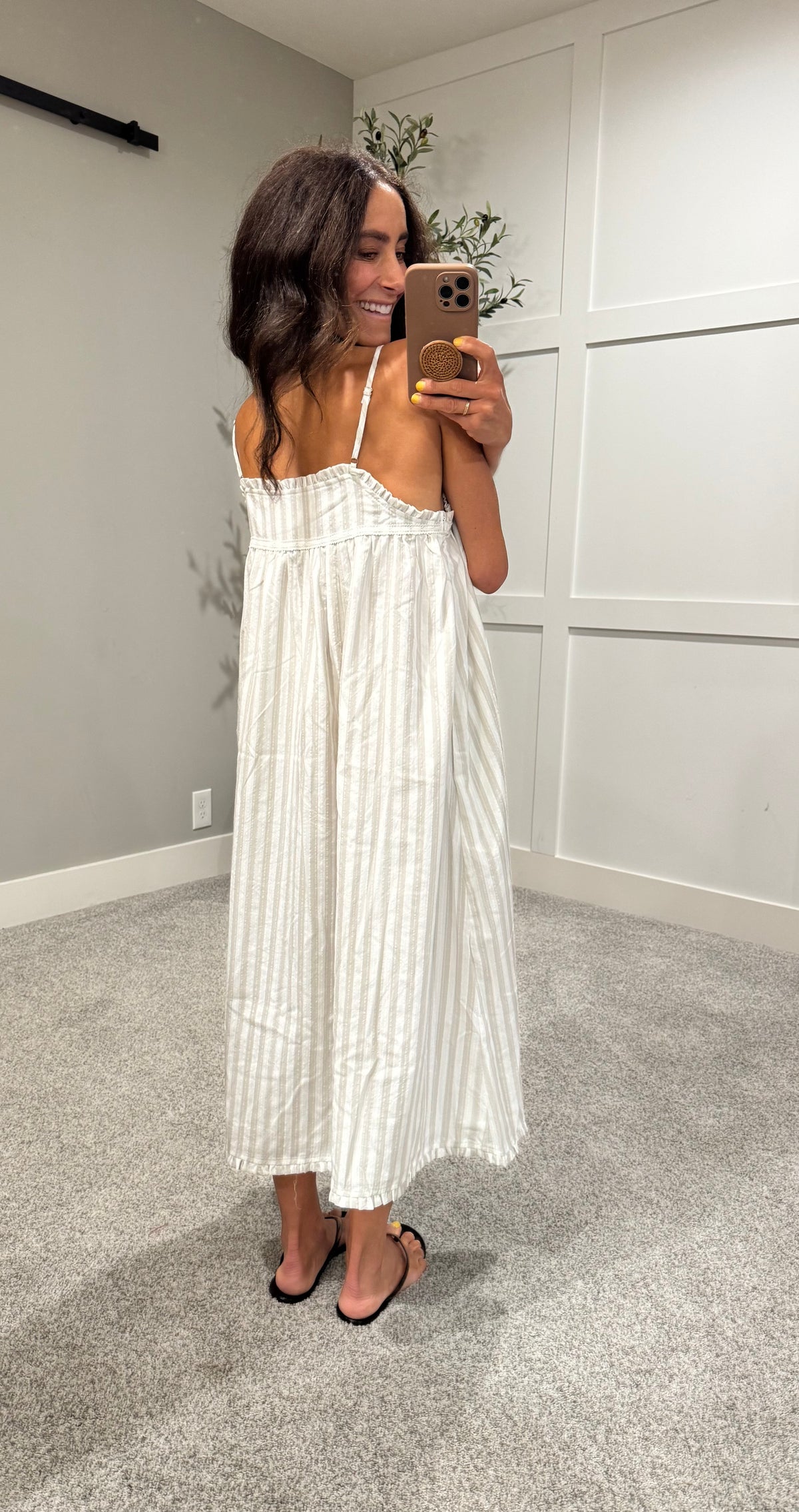 Ella Embroidered Dress | Off White/Grey