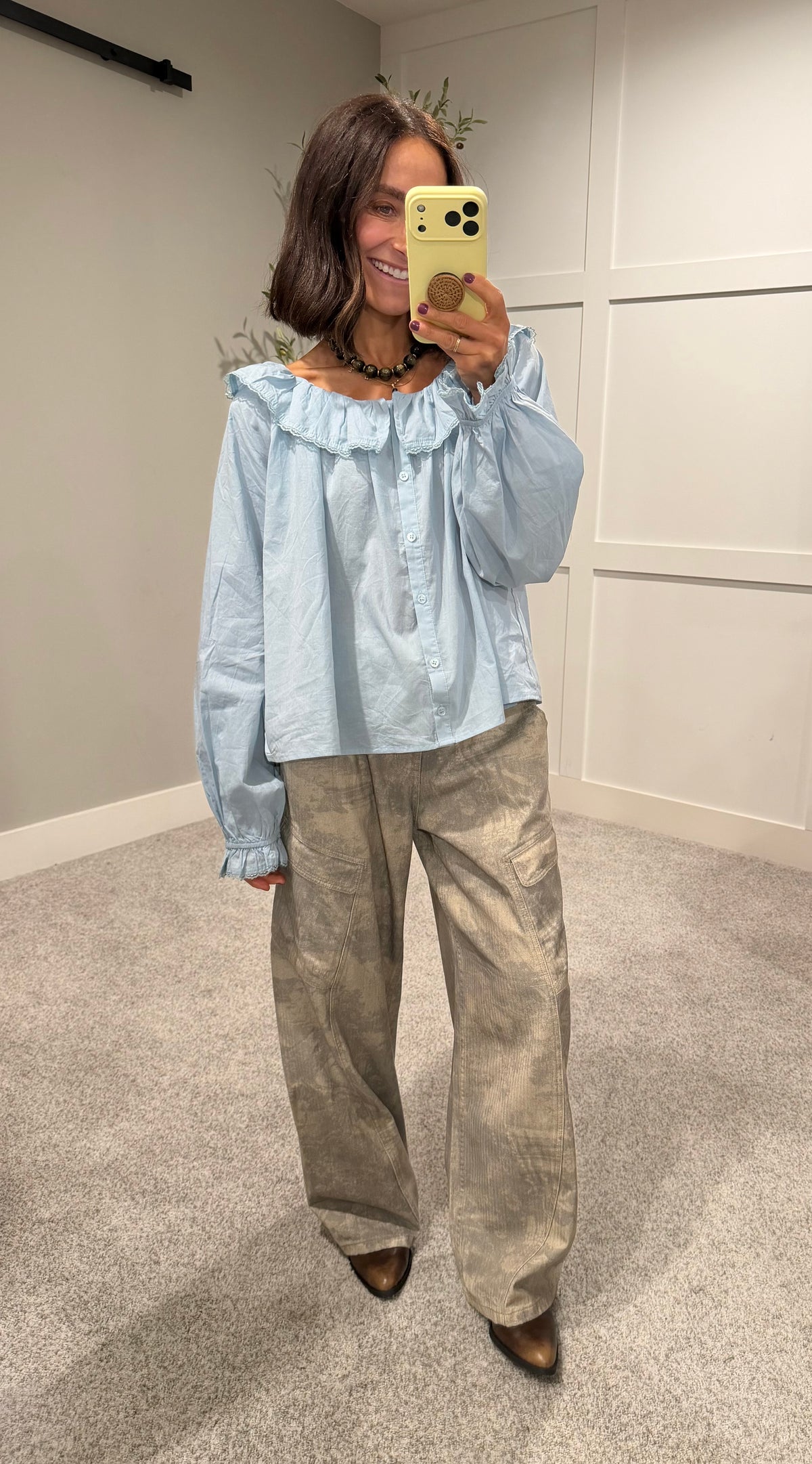 Daphne Ruffle Blouse | Dusty Blue