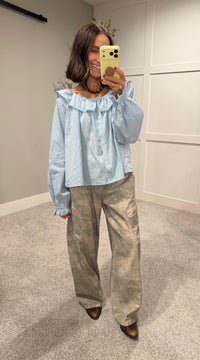 Daphne Ruffle Blouse | Dusty Blue