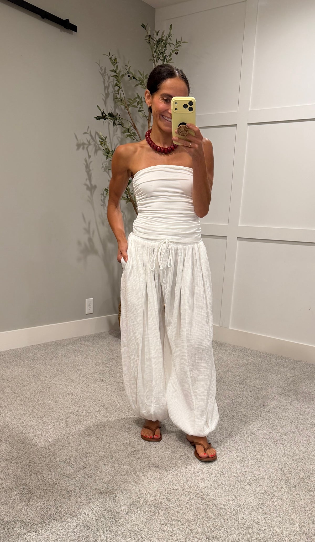 Balloon Gauze Pants | White