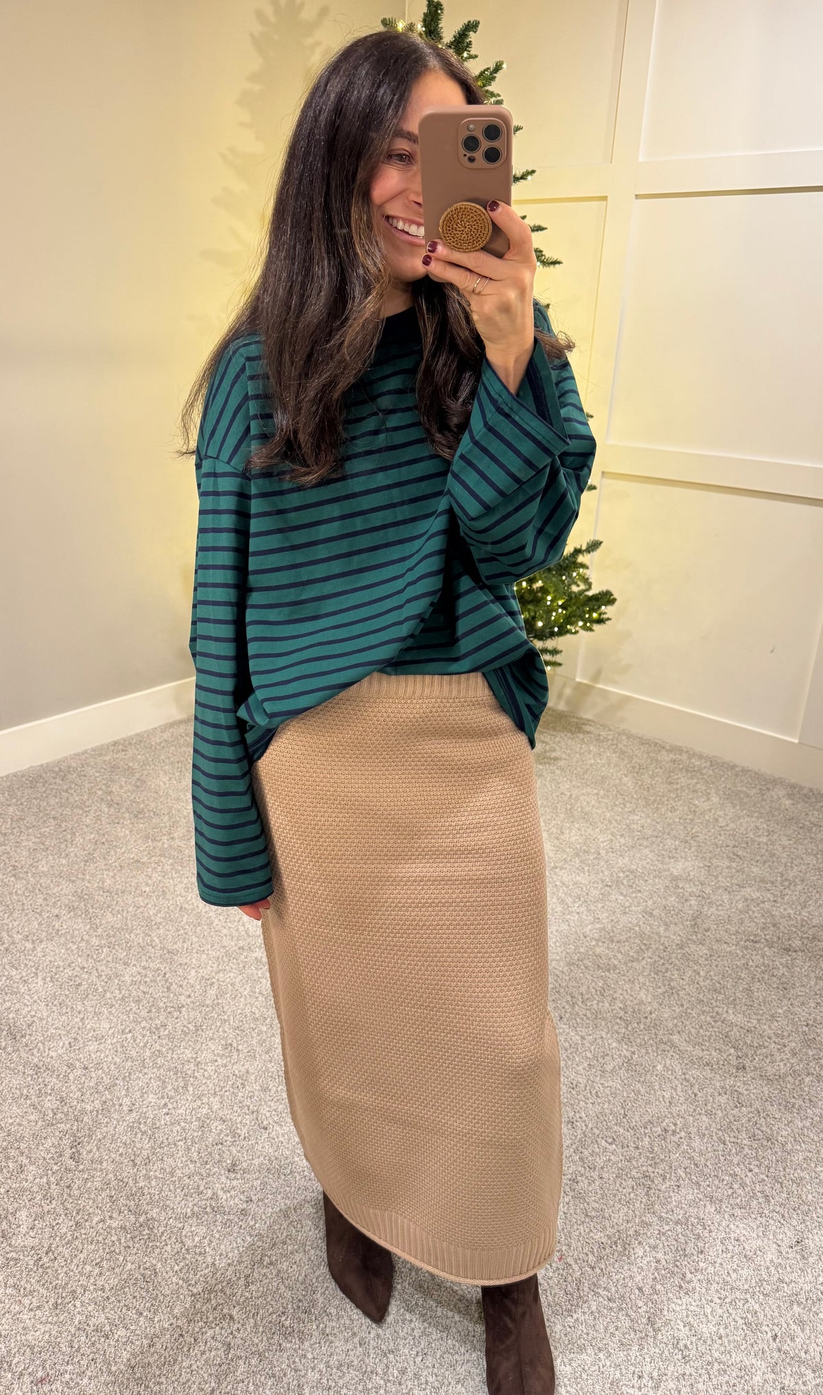 Textured Knit Skirt | Tan