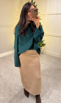 Textured Knit Skirt | Tan