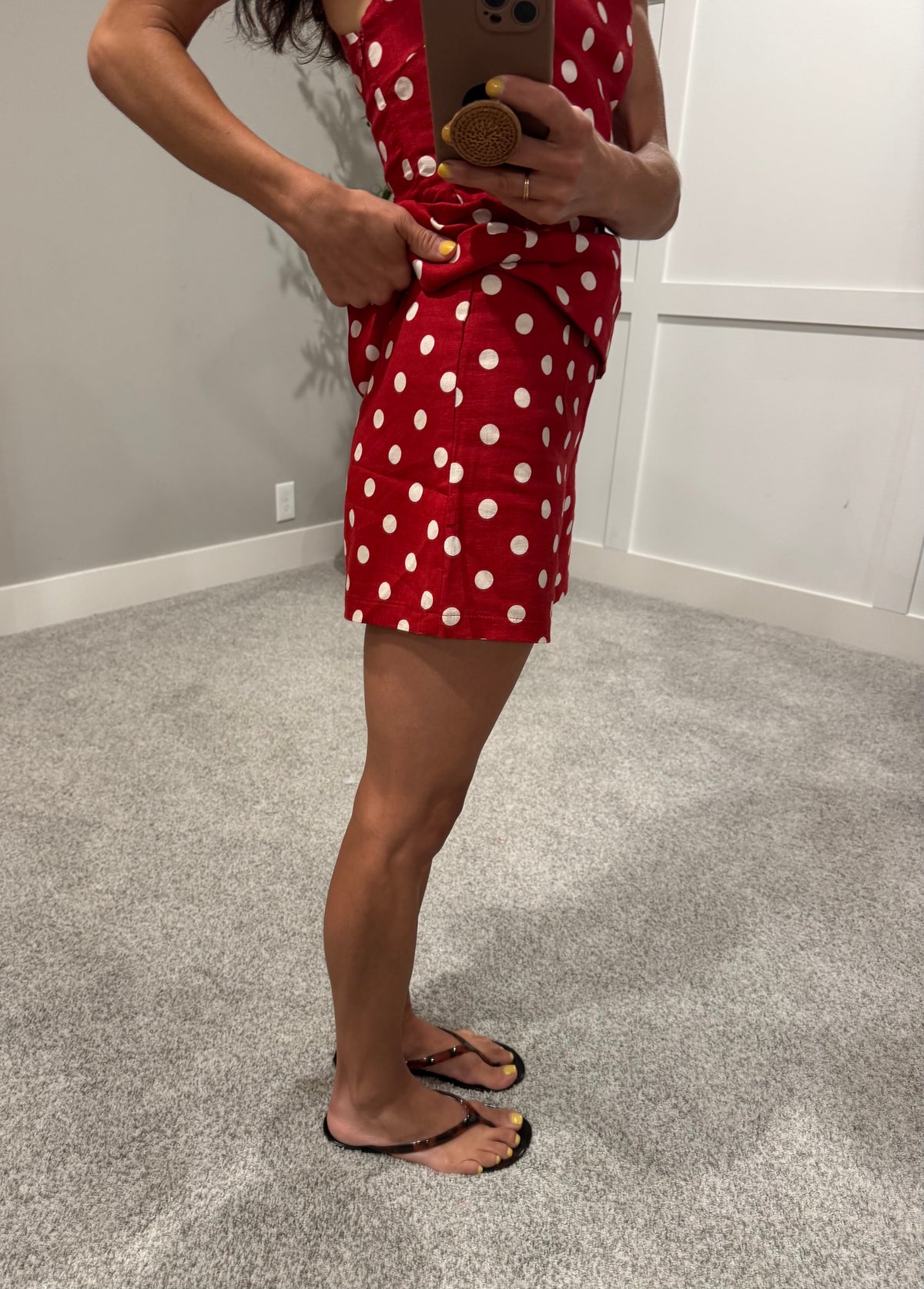 Natalia Polka Dot Peplum Set | Red/Natural