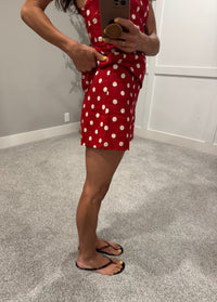 Natalia Polka Dot Peplum Set | Red/Natural