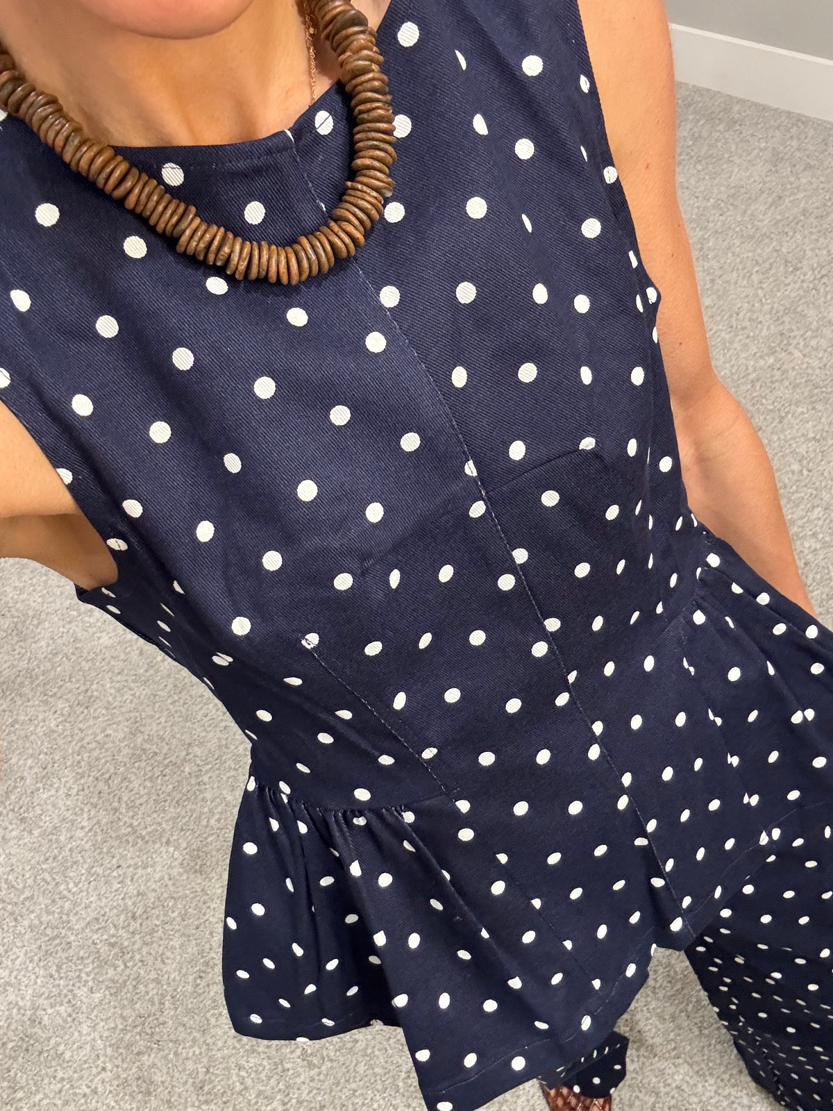 Amelia Denim Polka Dot Set