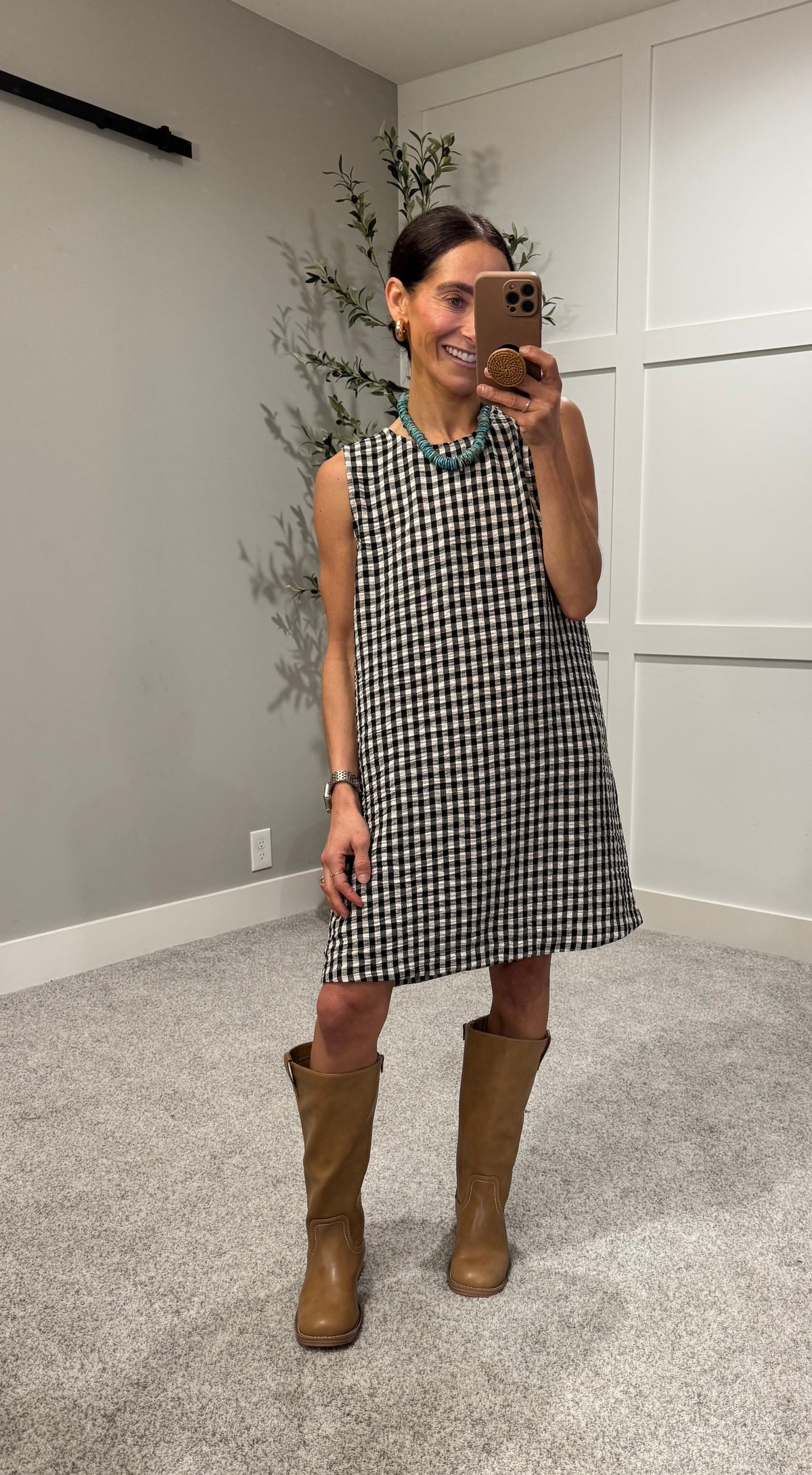 Sandy Gingham Dress | Black/Cream
