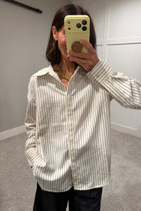 Cream/Brown Striped Classic Button-Up