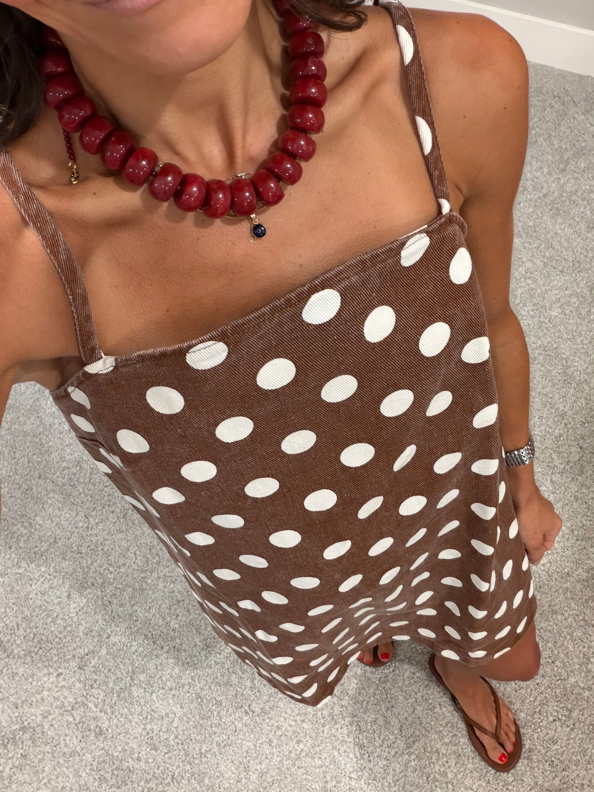 Regina Polka Dot Mini Dress | Brown