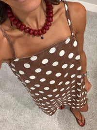 Regina Polka Dot Mini Dress | Brown