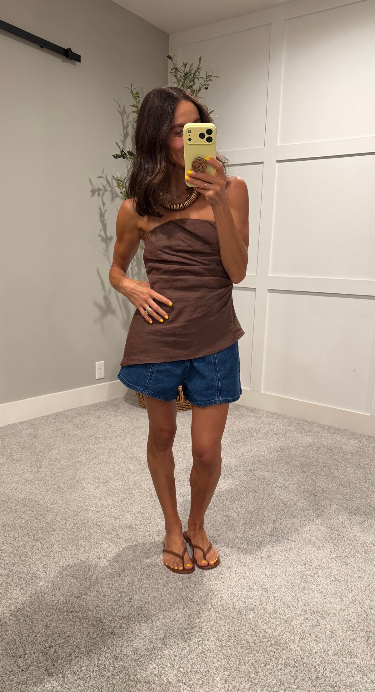 Rita Linen Top | Brown