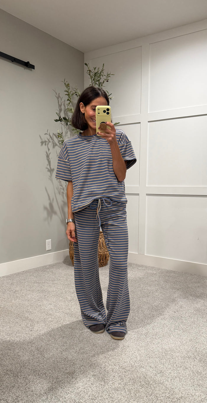 Junie Striped Set | Dusty Blue