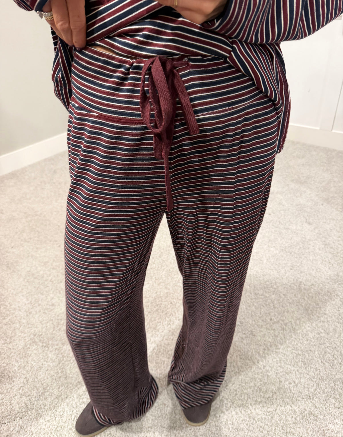 Langston Striped Set | Wine/Navy