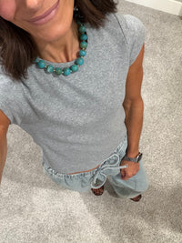 Katie Ribbed Cap Sleeve Top | Heather Grey