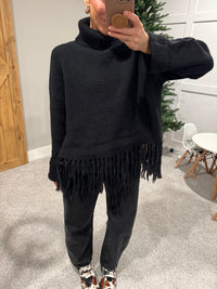 Fringe Hem Sweater | Black