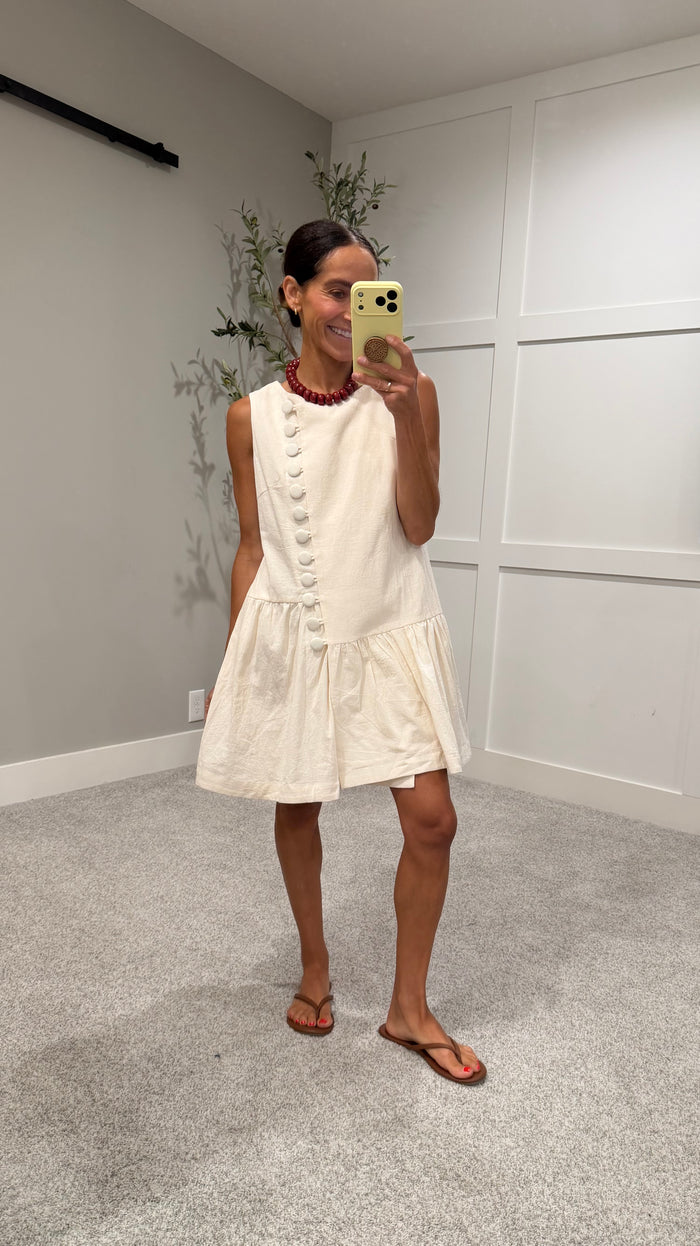 Sadie Drop Waist Mini Dress | Chalk