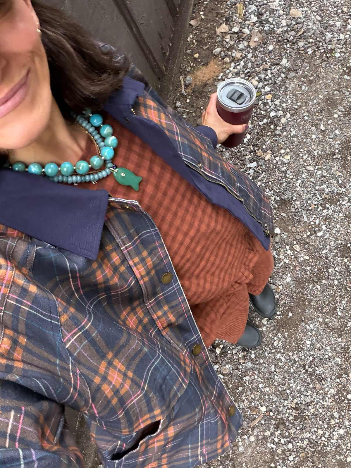 The Sutton Barn Jacket | Navy Multi-Color Plaid