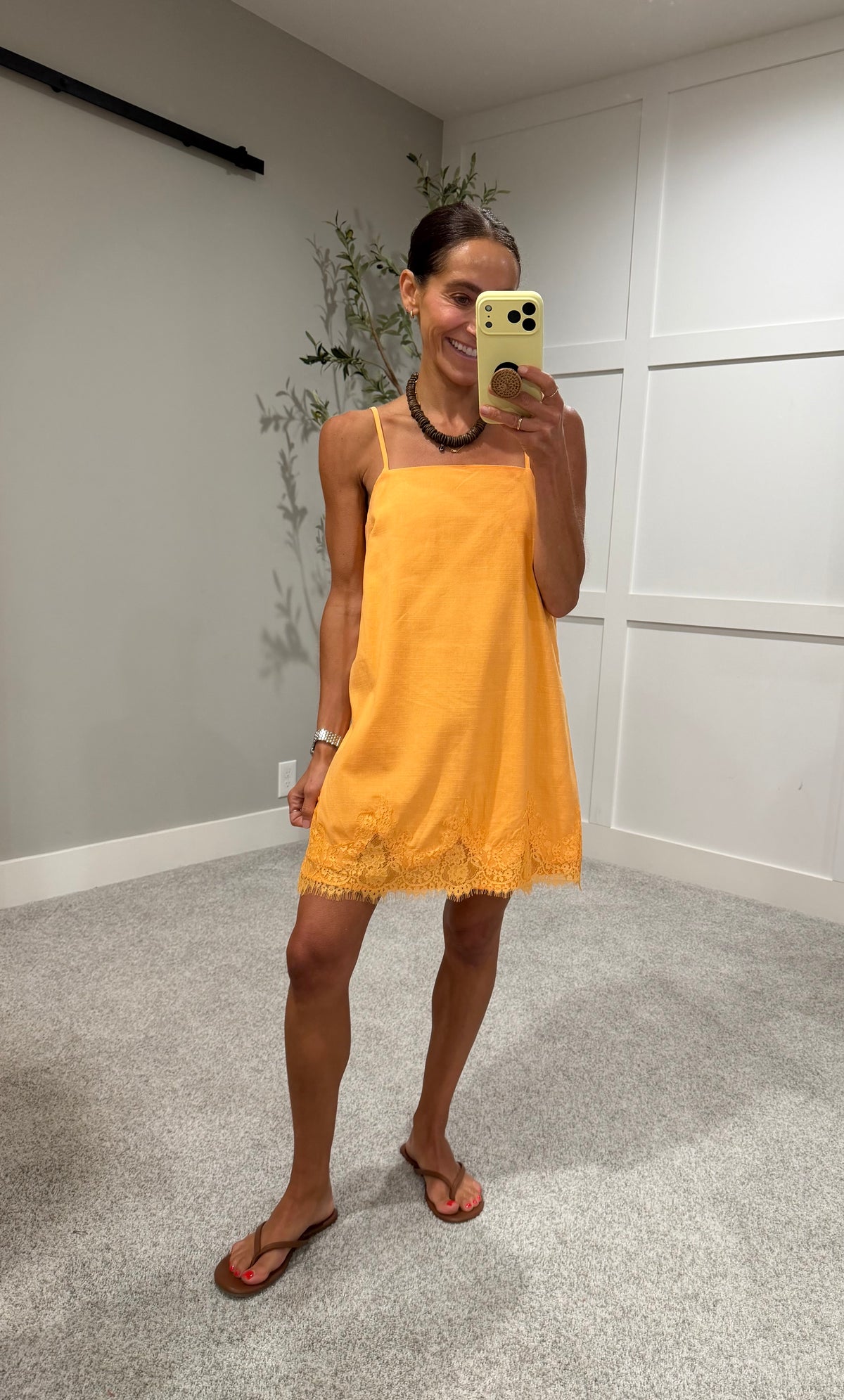 Creamsicle Lace Mini Shift Dress | Orange