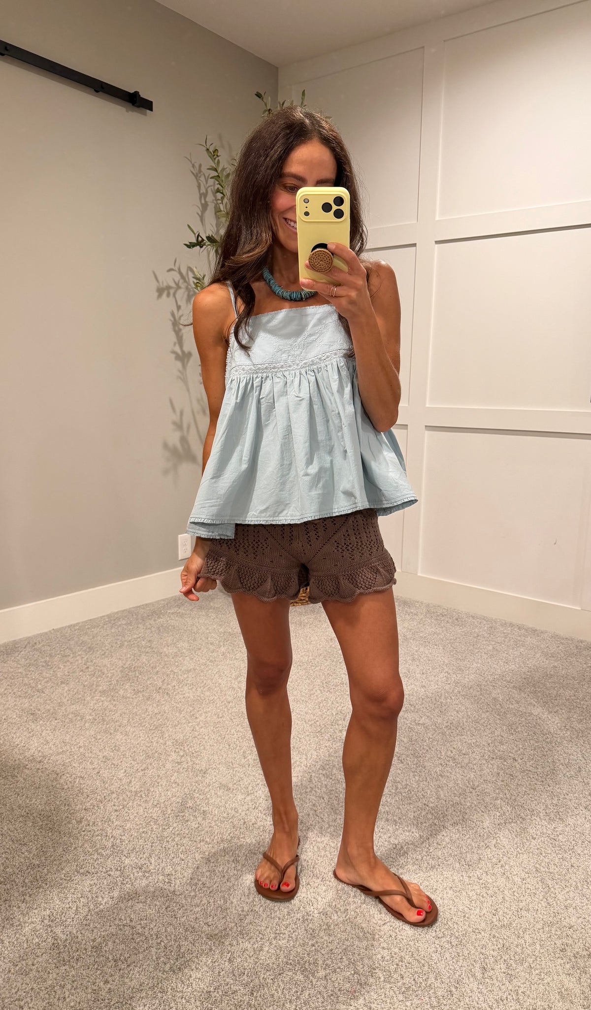 Embroidered Pale Blue Tank