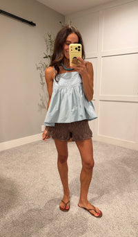 Embroidered Pale Blue Tank
