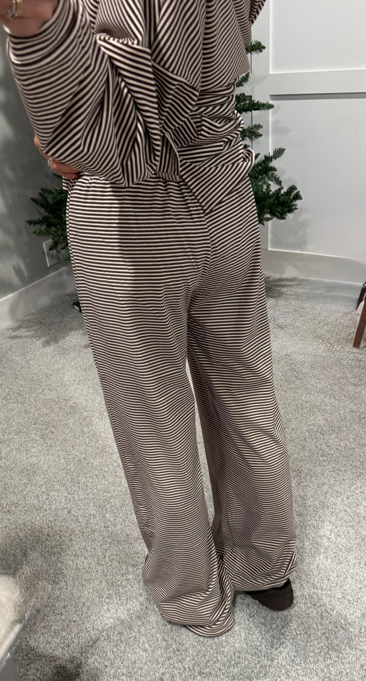 Lounging Brushed Knit Pants | Brown/Cream