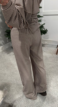 Lounging Brushed Knit Pants | Brown/Cream