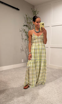 Maxine Plaid Maxi Dress | Lime