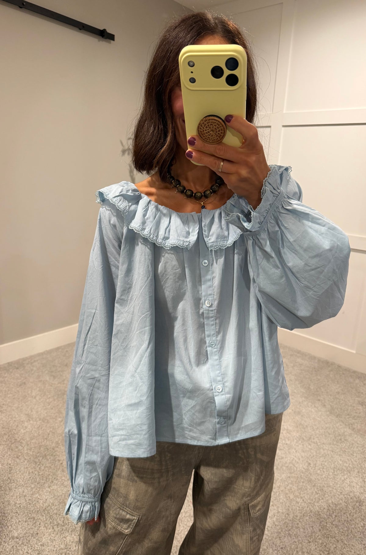 Daphne Ruffle Blouse | Dusty Blue