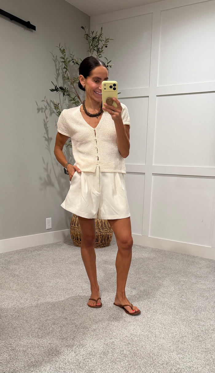 Camron Button Front Knit | Beige